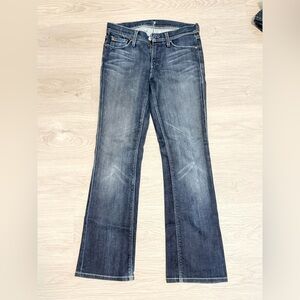 7 Man Kind Dark Blue Women's Low-rise Boot Cut Jeans